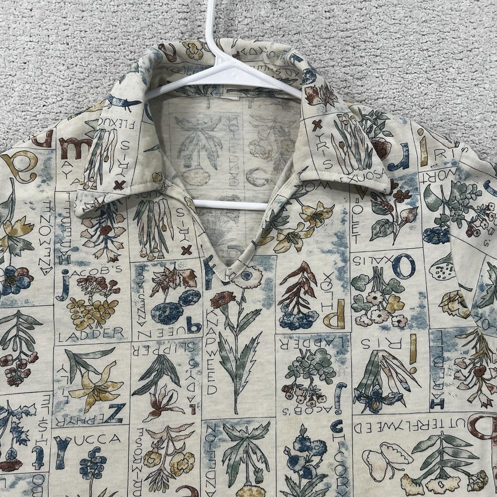 Vintage Botanical Wildflower Button Up Shirt Womens M Cottagecore Floral Print
